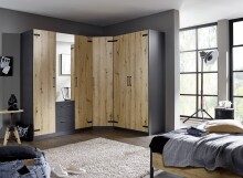 Eckkleiderschrank >Butte< in Eiche Artisan Dekor /...