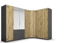 Eckkleiderschrank >Butte< in Eiche Artisan Dekor /...