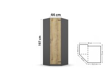 Eckkleiderschrank >Butte< in Eiche Artisan Dekor / grau - 266x197x176 (BxHxT)