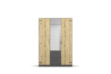 Drehtürenschrank >Butte< in Eiche Artisan Dekor / grau - 136x197x54 (BxHxT)