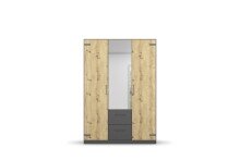 Drehtürenschrank >Butte< in Eiche Artisan Dekor / grau - 136x197x54 (BxHxT)