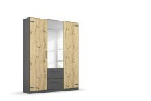 Drehtürenschrank >Butte< in Eiche Artisan Dekor / grau - 136x197x54 (BxHxT)