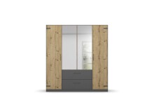 Drehtürenschrank >Butte< in Eiche Artisan Dekor / grau - 181x197x54 (BxHxT)