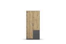 Drehtürenschrank >Butte< in Eiche Artisan Dekor / grau - 91x197x55 (BxHxT)