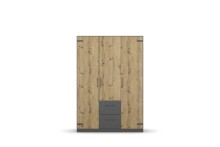 Drehtürenschrank >Butte< in Eiche Artisan Dekor / grau - 136x197x55 (BxHxT)