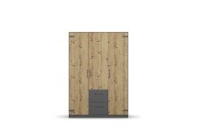 Drehtürenschrank >Butte< in Eiche Artisan Dekor / grau - 136x197x55 (BxHxT)