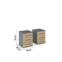 Nachtkommode >Butte< (2er-Set) in Eiche Artisan / grau - 40x52x40 (BxHxT)