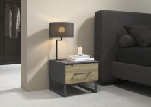 Nachtkommode >Butte< in Eiche Artisan / grau...