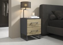 Nachtkommode >Butte< in Eiche Artisan / grau...