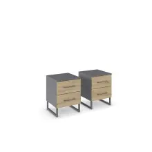 Nachtkommode >Butte< (2er-Set) in Eiche Artisan /...