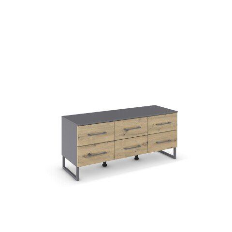 Lowboard >Butte< in Eiche Artisan / grau metallic - 120x53x42 (BxHxT)