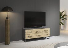 Lowboard >Butte< in Eiche Artisan / grau metallic - 120x53x42 (BxHxT)