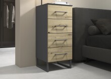 Schubkastenkommode >Butte< in Eiche Artisan / grau metallic - 40x92x42 (BxHxT)