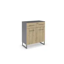 Kommode >Butte< in Eiche Artisan / grau metallic -...