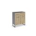 Kommode >Butte< in Eiche Artisan / grau metallic - 80x92x42 (BxHxT)
