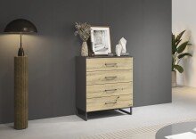 Schubkastenkommode >Butte< in Eiche Artisan / grau...