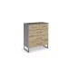 Schubkastenkommode >Butte< in Eiche Artisan / grau metallic - 80x92x42 (BxHxT)