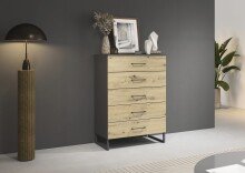 Hochkommode >Butte< in Eiche Artisan / grau...