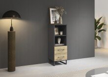 Kommode >Butte< in Eiche Artisan / grau metallic -...