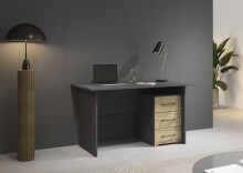 Schreibtisch >Butte< in Eiche Artisan / grau metallic - 140x75x66 (BxHxT)