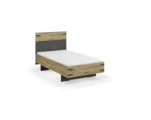 Bett >Butte< in grau metallic / Eiche Artisan Dekor...