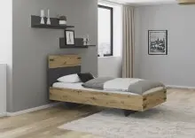 Bett >Butte< in grau metallic / Eiche Artisan Dekor...