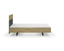 Bett >Butte< in grau metallic / Eiche Artisan Dekor - 95x101x207 (BxHxT)