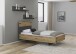 Bett >Butte< in grau metallic / Eiche Artisan Dekor - 95x101x207 (BxHxT)