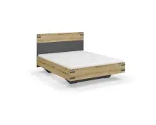 Bett >Butte< in grau metallic / Eiche Artisan Dekor...
