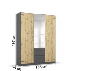 Schlafzimmer-Set >Butte< (3-teilig) in grau metallic / Eiche Artisan Dekor