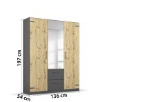 Schlafzimmer-Set >Butte< (3-teilig) in grau metallic / Eiche Artisan Dekor