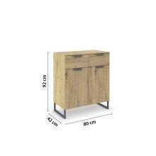 Kommode >Aditio Box< in Eiche Artisan, Holzwerkstoff - 80x92x44cm (BxHxT)