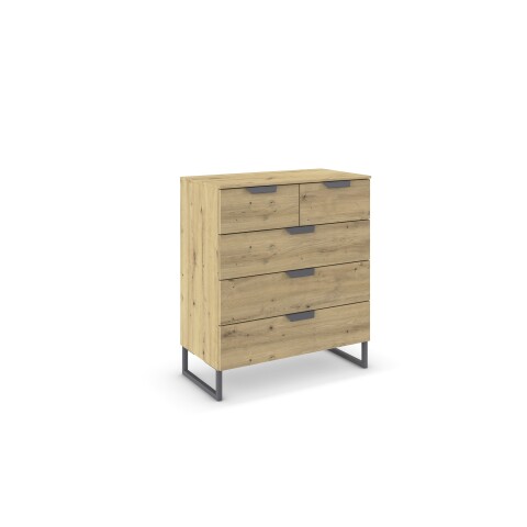 Schubkastenkommode >Aditio Box< in Eiche Artisan Dekor - 80x92x44 (BxHxT)
