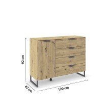 Kombikommode >Aditio Box< in Eiche Artisan Dekor - 120x92x44 (BxHxT)
