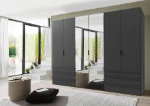 Falttürenschrank >OXFORD< in GRAPHIT mit Spiegel - 300x216x58cm (BxHxT)