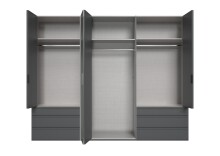 Falttürenschrank >OXFORD< in GRAPHIT mit Spiegel - 300x216x58cm (BxHxT)