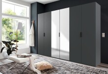 Falttürenschrank >OXFORD< in GRAPHIT mit Spiegel - 300x216x58cm (BxHxT)