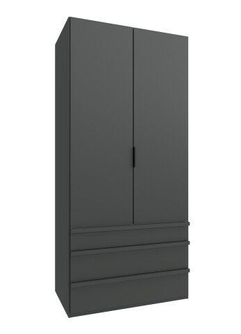 Falttürenschrank >OXFORD< in GRAPHIT mit Schubladen - 100x216x58cm (BxHxT)