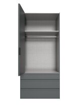 Falttürenschrank >OXFORD< in GRAPHIT mit Schubladen - 100x216x58cm (BxHxT)