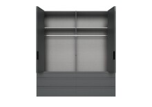 Falttürenschrank >OXFORD< in GRAPHIT mit Schubladen - 200x216x58cm (BxHxT)