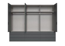 Falttürenschrank >OXFORD< in GRAPHIT mit Schubladen - 300x216x58cm (BxHxT)