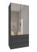 Falttürenschrank >OXFORD< Schubladen, in GRAPHIT und Spiegel - 100x216x58cm (BxHxT)