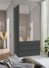 Falttürenschrank >OXFORD< Schubladen, in GRAPHIT und Spiegel - 100x216x58cm (BxHxT)