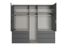 Falttürenschrank >OXFORD< in GRAPHIT mit Spiegel - 250x216x58cm (BxHxT)