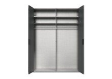 Falttürenschrank >OXFORD< in GRAPHIT mit Spiegel - 200x236x58cm (BxHxT)