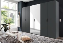 Falttürenschrank >OXFORD< in GRAPHIT mit Spiegel - 300x236x58cm (BxHxT)