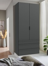 Falttürenschrank >OXFORD< in GRAPHIT - 100x236x58cm (BxHxT)