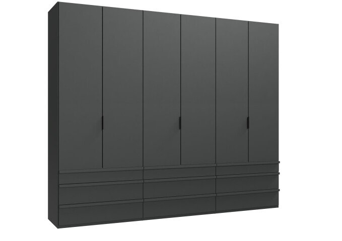 Falttürenschrank >OXFORD< in GRAPHIT - 300x236x58cm (BxHxT)