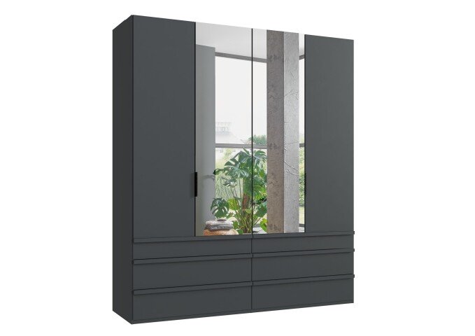 Falttürenschrank >OXFORD< in GRAPHIT - 200x236x58cm (BxHxT)