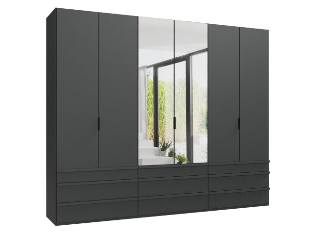 Falttürenschrank >OXFORD< in GRAPHIT - 300x236x58cm (BxHxT)